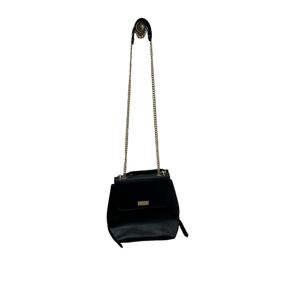 bebe Bags Bebe Treesha Black Backpack Purse Shoulder And Tote Bag W Gold Chain Accents